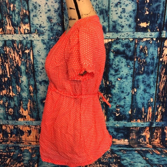 Motherhood Maternity sz M coral polka dot top tie - Picture 2 of 4